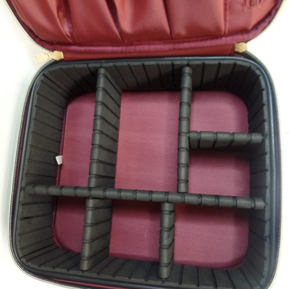 VOKUR Brown & Tan Square Traveling Jewelry Box Coated Canvas Zippered Darling - Picture 16 of 16